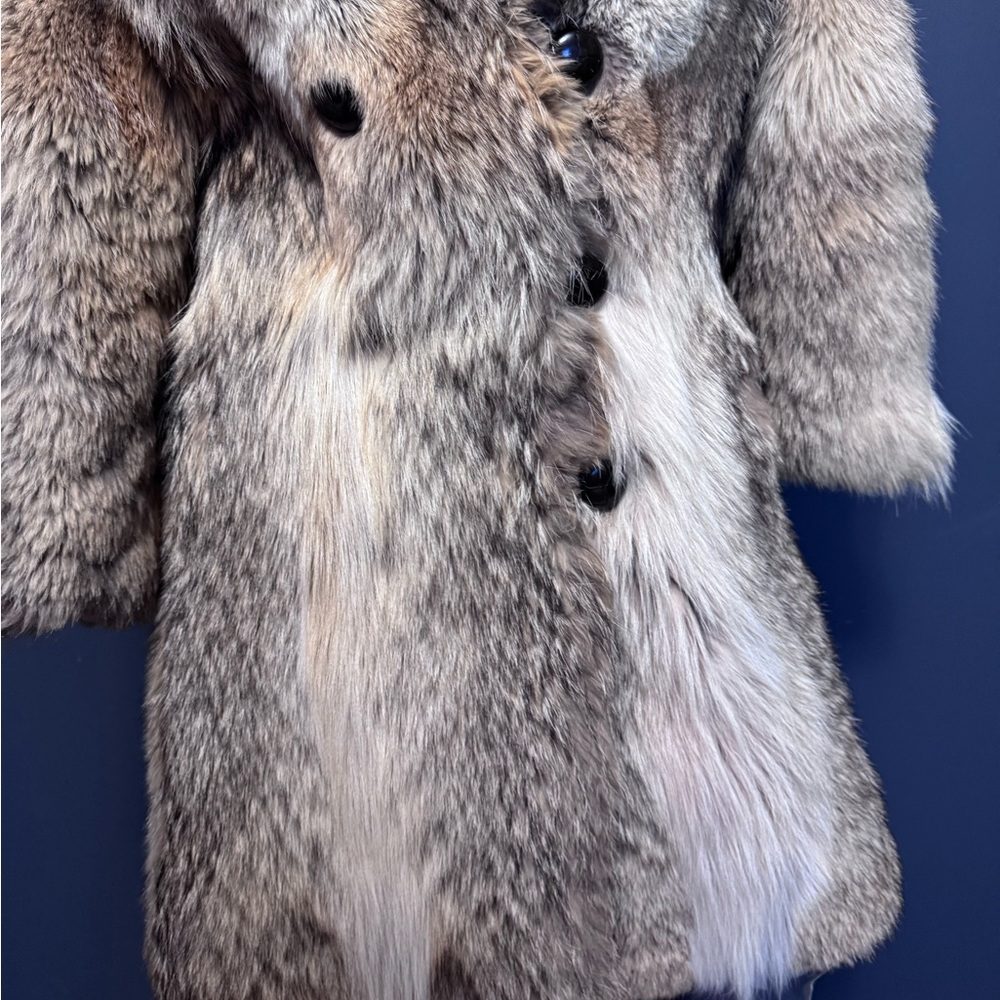 Genuine Wolf Fur Vintage Long Jacket - Picture 7 of 11